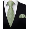 image:imageHISDERN Extra Long Ties for Men Classic Floral Tie and Pocket Square Elegant Silk Necktie Handkerchief Set Wedding PartyE7green Floral