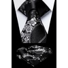image:imageHISDERN Formal Floral Ties for Men and Pocket Square Set Mens Paisley Silk Tie for Wedding Party 34 x 59Floral Black