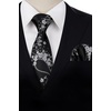 image:imageHISDERN Formal Floral Ties for Men and Pocket Square Set Mens Paisley Silk Tie for Wedding Party 34 x 59Floral Black