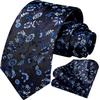 image:imageHISDERN Formal Floral Ties for Men and Pocket Square Set Mens Paisley Silk Tie for Wedding Party 34 x 59Floral Navy Blue