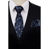 image:imageHISDERN Formal Floral Ties for Men and Pocket Square Set Mens Paisley Silk Tie for Wedding Party 34 x 59Floral Navy Blue
