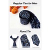 image:imageHISDERN Formal Floral Ties for Men and Pocket Square Set Mens Paisley Silk Tie for Wedding Party 34 x 59Floral Navy Blue