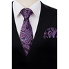 image:imageHISDERN Formal Floral Ties for Men and Pocket Square Set Mens Paisley Silk Tie for Wedding Party 34 x 59Paisley Dark Purple