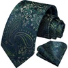 image:imageHISDERN Formal Floral Ties for Men and Pocket Square Set Mens Paisley Silk Tie for Wedding Party 34 x 59Paisley Teal