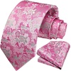 image:imageHISDERN Formal Floral Ties for Men and Pocket Square Set Mens Paisley Silk Tie for Wedding Party 34 x 59Pink Floral8