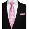 image:imageHISDERN Formal Floral Ties for Men and Pocket Square Set Mens Paisley Silk Tie for Wedding Party 34 x 59Pink Floral8