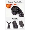 image:imageHISDERN Formal Floral Ties for Men and Pocket Square Set Mens Paisley Silk Tie for Wedding Party 34 x 59Plaid Black