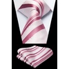 image:imageHISDERN Formal Floral Ties for Men and Pocket Square Set Mens Paisley Silk Tie for Wedding Party 34 x 59Stripe Light Pink Hot Pink