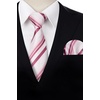 image:imageHISDERN Formal Floral Ties for Men and Pocket Square Set Mens Paisley Silk Tie for Wedding Party 34 x 59Stripe Light Pink Hot Pink