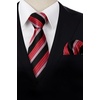 image:imageHISDERN Formal Floral Ties for Men and Pocket Square Set Mens Paisley Silk Tie for Wedding Party 34 x 59Stripe Red Black
