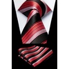 image:imageHISDERN Formal Floral Ties for Men and Pocket Square Set Mens Paisley Silk Tie for Wedding Party 34 x 59Stripe Red Black