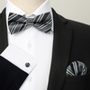 image:imageHISDERN Mens Bowties Floral Selftie and Stripe Pretied Bow Ties for Men Black Bowtie with Handkerchief Set for Wedding Party