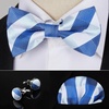 image:imageHISDERN Mens Bowties Polka Dot Selftie and Plaid Pretied Bow Ties for Men Light Blue Bowtie with Handkerchief Set for Wedding Party
