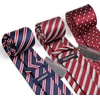 image:imageHISDERN Mens Ties Extra Long Tie and Pocket Square Set 63 Inch XL Tie Pack Collection Present Box Necktie Lot 3 PCSA1red  Blue  Silver
