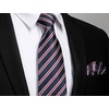image:imageHISDERN Mens Ties Extra Long Tie and Pocket Square Set 63 Inch XL Tie Pack Collection Present Box Necktie Lot 3 PCSA1red  Blue  Silver