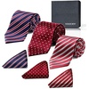 image:imageHISDERN Mens Ties Extra Long Tie and Pocket Square Set 63 Inch XL Tie Pack Collection Present Box Necktie Lot 3 PCSA1red  Blue  Silver