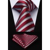 image:imageHISDERN Mens Ties Extra Long Tie and Pocket Square Set 63 Inch XL Tie Pack Collection Present Box Necktie Lot 3 PCSA1red  Blue  Silver