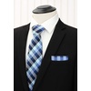 image:imageHISDERN Mens Ties Extra Long Tie and Pocket Square Set 63 Inch XL Tie Pack Collection Present Box Necktie Lot 3 PCSA3blue  Black