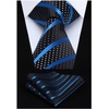 image:imageHISDERN Mens Ties Extra Long Tie and Pocket Square Set 63 Inch XL Tie Pack Collection Present Box Necktie Lot 3 PCSA3blue  Black