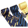 image:imageHISDERN Mens Ties Extra Long Tie and Pocket Square Set 63 Inch XL Tie Pack Collection Present Box Necktie Lot 3 PCSA4blue  Black  Yellow