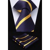 image:imageHISDERN Mens Ties Extra Long Tie and Pocket Square Set 63 Inch XL Tie Pack Collection Present Box Necktie Lot 3 PCSA4blue  Black  Yellow