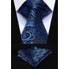 image:imageHISDERN Mens Ties Extra Long Tie and Pocket Square Set 63 Inch XL Tie Pack Collection Present Box Necktie Lot 3 PCSA5blue