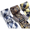 image:imageHISDERN Mens Ties Extra Long Tie and Pocket Square Set 63 Inch XL Tie Pack Collection Present Box Necktie Lot 3 PCSB Yellow  Blue