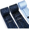 image:imageHISDERN Mens Ties Extra Long Tie and Pocket Square Set 63 Inch XL Tie Pack Collection Present Box Necktie Lot 3 PCSBlue Plaid  Houndstooth