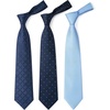 image:imageHISDERN Mens Ties Extra Long Tie and Pocket Square Set 63 Inch XL Tie Pack Collection Present Box Necktie Lot 3 PCSBlue Plaid  Houndstooth