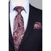 image:imageHISDERN Mens Ties Extra Long Tie and Pocket Square Set 63 Inch XL Tie Pack Collection Present Box Necktie Lot 3 PCSBpurple  Burgundy  Pink