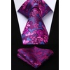 image:imageHISDERN Mens Ties Extra Long Tie and Pocket Square Set 63 Inch XL Tie Pack Collection Present Box Necktie Lot 3 PCSBpurple  Burgundy  Pink
