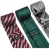 image:imageHISDERN Mens Ties Extra Long Tie and Pocket Square Set 63 Inch XL Tie Pack Collection Present Box Necktie Lot 3 PCSGreen  Red  Grey