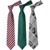 image:imageHISDERN Mens Ties Extra Long Tie and Pocket Square Set 63 Inch XL Tie Pack Collection Present Box Necktie Lot 3 PCSGreen  Red  Grey