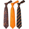 image:imageHISDERN Mens Ties Extra Long Tie and Pocket Square Set 63 Inch XL Tie Pack Collection Present Box Necktie Lot 3 PCSOrange Paisley  Stripe