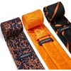 image:imageHISDERN Mens Ties Extra Long Tie and Pocket Square Set 63 Inch XL Tie Pack Collection Present Box Necktie Lot 3 PCSOrange Paisley  Stripe