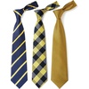 image:imageHISDERN Mens Ties Extra Long Tie and Pocket Square Set 63 Inch XL Tie Pack Collection Present Box Necktie Lot 3 PCSYellow Gold Plaid  Stripe