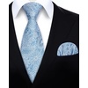 image:imageHISDERN Mens Ties Paisley Tie and Pocket Square Woven Classic Floral Mens Necktie Handkerchief Set for Wedding PartyA12blue