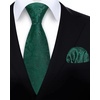 image:imageHISDERN Mens Ties Paisley Tie and Pocket Square Woven Classic Floral Mens Necktie Handkerchief Set for Wedding PartyA12dark Green