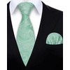image:imageHISDERN Mens Ties Paisley Tie and Pocket Square Woven Classic Floral Mens Necktie Handkerchief Set for Wedding PartyA13sage Green
