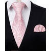 image:imageHISDERN Mens Ties Paisley Tie and Pocket Square Woven Classic Floral Mens Necktie Handkerchief Set for Wedding PartyA17pink