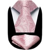 image:imageHISDERN Mens Ties Paisley Tie and Pocket Square Woven Classic Floral Mens Necktie Handkerchief Set for Wedding PartyA17pink