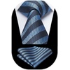 image:imageHISDERN Mens Ties Paisley Tie and Pocket Square Woven Classic Floral Mens Necktie Handkerchief Set for Wedding PartyB21dark Blue Stripe