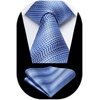 image:imageHISDERN Mens Ties Paisley Tie and Pocket Square Woven Classic Floral Mens Necktie Handkerchief Set for Wedding PartyB2blue Stripe