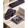 image:imageHISDERN Mens Ties Silk Striped Plaid Tie and Pocket Square Set Classic Necktie with Handkerchief Cufflinks for PartyBblack  Purple