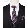 image:imageHISDERN Mens Ties Silk Striped Plaid Tie and Pocket Square Set Classic Necktie with Handkerchief Cufflinks for PartyBblack  Purple