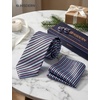 image:imageHISDERN Mens Ties Silk Striped Plaid Tie and Pocket Square Set Classic Necktie with Handkerchief Cufflinks for PartyBlue  Purple  Black