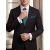 image:imageHISDERN Mens Ties Silk Striped Plaid Tie and Pocket Square Set Classic Necktie with Handkerchief Cufflinks for PartyEmerald Green