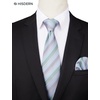 image:imageHISDERN Mens Ties Silk Striped Plaid Tie and Pocket Square Set Classic Necktie with Handkerchief Cufflinks for PartyGgrey