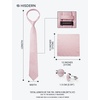 image:imageHISDERN Mens Ties Silk Striped Plaid Tie and Pocket Square Set Classic Necktie with Handkerchief Cufflinks for PartyLight Pink