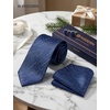 image:imageHISDERN Mens Ties Silk Striped Plaid Tie and Pocket Square Set Classic Necktie with Handkerchief Cufflinks for PartyNavy Blue